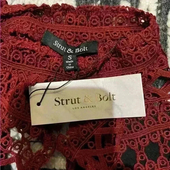 New Strut and Bolt Los Angeles Brown/Burgundy Lace Sleeveless Top and Skirt - Picture 11 of 11